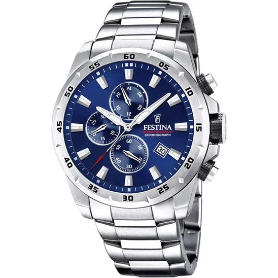 smartwatches with built-in fitness tracking apps for convenience-Festina Chrono Sport Stainless Steel Chronograph Mens Watch I Model F20463/2 Quartz Movement