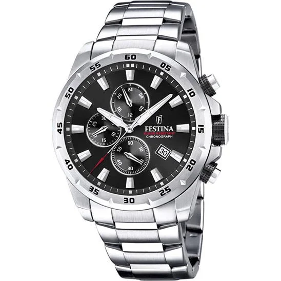 waterproof sports watches with shockproof casing for durability-Festina Chrono Sport Stainless Steel Chronograph Mens Watch I Model F20463/4 Quartz Movement