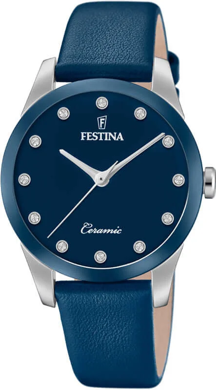 waterproof diving watches with professional certifications-Festina Ceramic Analog Ladies Watch I Model F20473/2 Quartz Movement