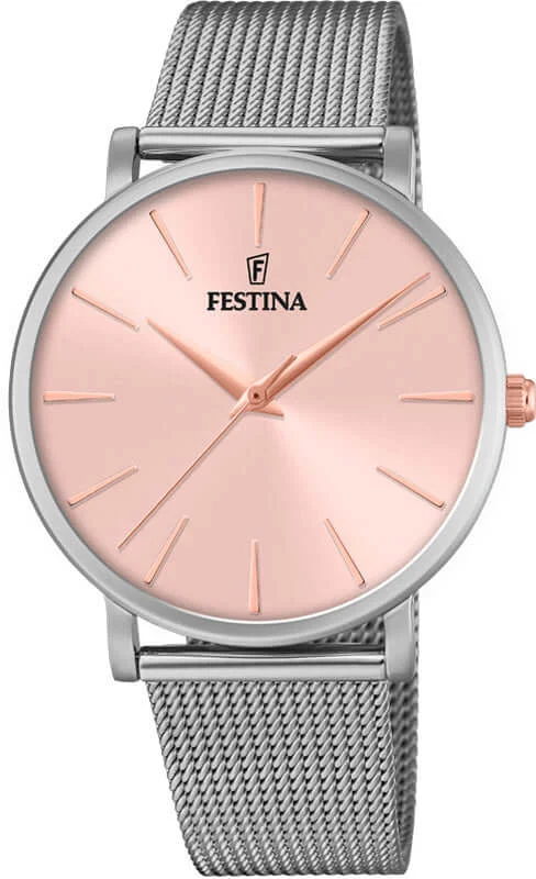 watches with sapphire crystal glass for scratch resistance-Festina Boyfriend Stainless Steel Analog Ladies Watch I Model F20475/2 Quartz Movement