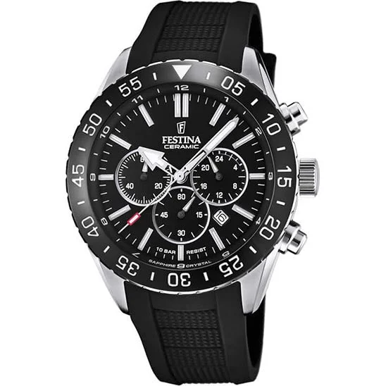 titanium sport watches for men with lightweight durability-Festina Ceramic Chronograph Mens Watch I Model F20515/2 Quartz Movement