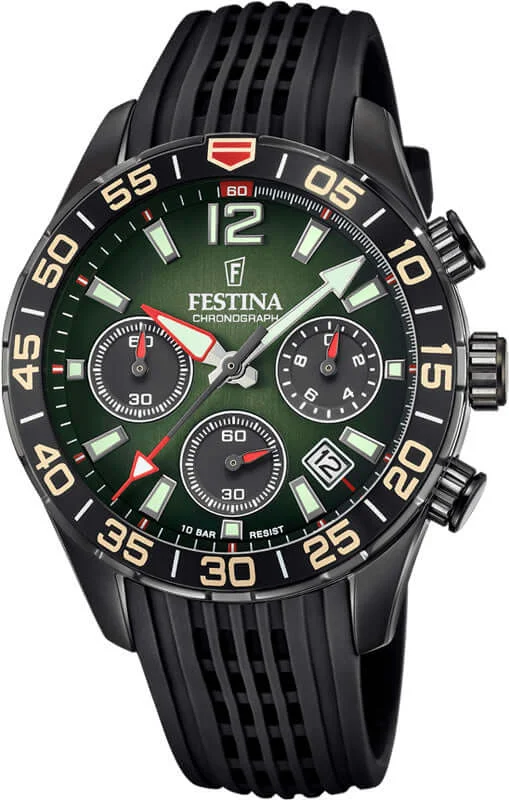 watches with ceramic bands for modern, scratch-resistant design-Festina Chrono Sport Rubber Chronograph Mens Watch I Model F20518/2 Quartz Movement