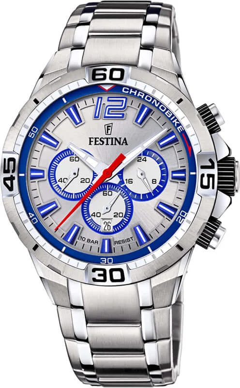 luxury watches for women with classic design and premium materials-Festina Chrono Bike Stainless Steel Chronograph Mens Watch I Model F20522/1 Quartz Movement