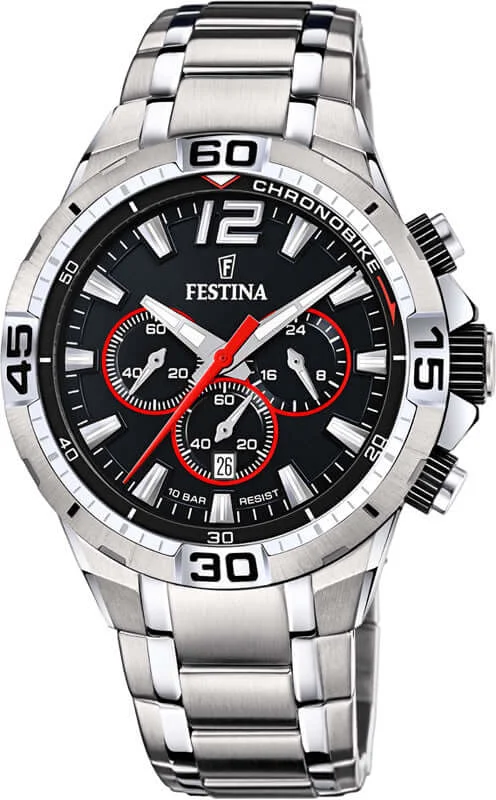 stylish smartwatches with health and fitness monitoring features-Festina Chrono Bike Stainless Steel Chronograph Mens Watch I Model F20522/6 Quartz Movement