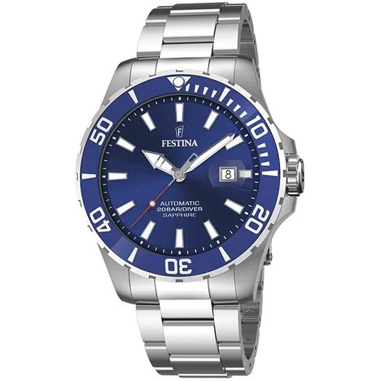 waterproof watches for men with integrated diving features-Festina Automatic Stainless Steel Analog Mens Watch I Model F20531/3 Automatic Movement