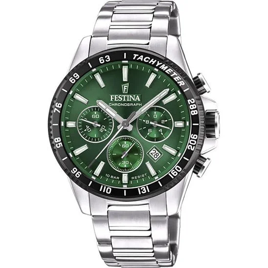 outdoor watches for men with altimeter and pressure sensor-Festina Timeless Chronograph Stainless Steel Chronograph Mens Watch I Model F20560/4 Quartz Movement