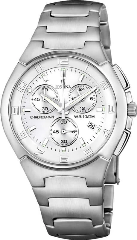 watches for women with elegant designs and gemstone embellishments-Festina Timeless Chronograph Stainless Steel Chronograph Mens Watch I Model F6698/1 Quartz Movement