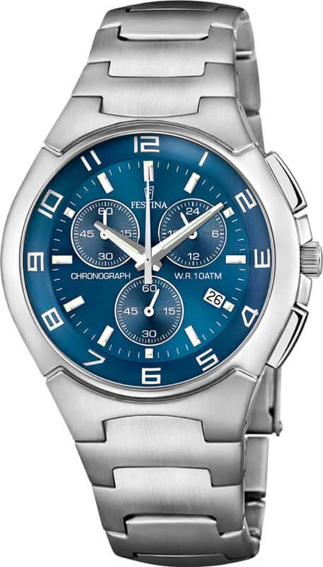 luxury watches with automatic movement and sleek design-Festina Timeless Chronograph Stainless Steel Chronograph Mens Watch I Model F6698/4 Quartz Movement