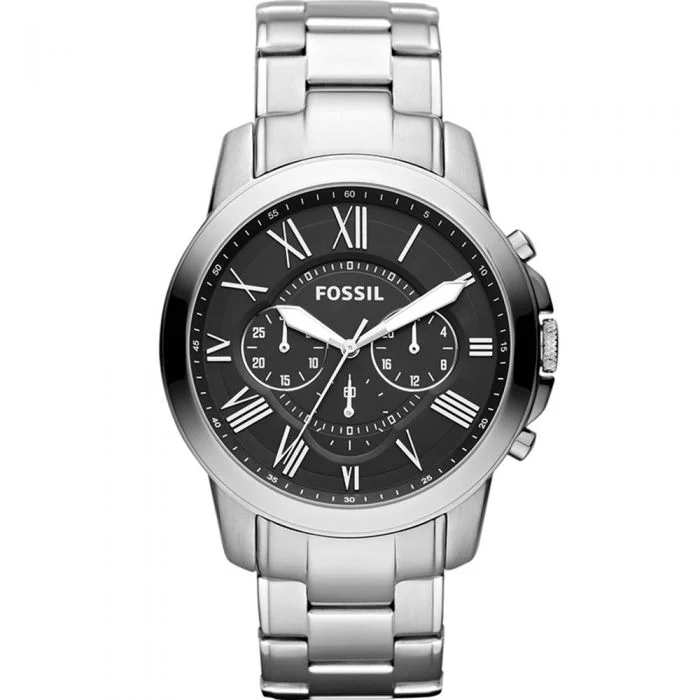 men’s luxury watches with polished steel and leather bands-Fossil Grant FS4736 Chronograph