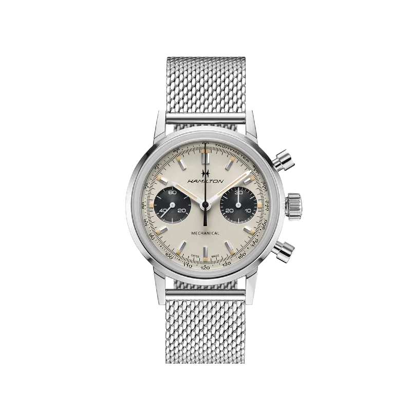 vintage-style watches for men with mechanical movement and leather band-Hamilton American Classic Intra-Matic Chronograph H