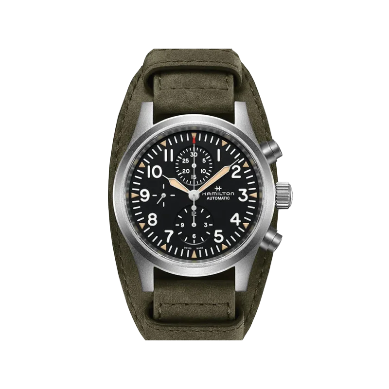 waterproof fitness watches for outdoor sports and adventures-Hamilton Khaki Field Auto Chrono