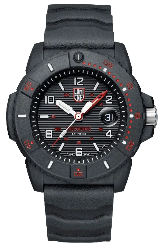 watches for men with multi-function digital displays-Luminox Navy SEAL CARBONOX Black Dial Black Rubber Strap Date Divers Quartz Mens Watch XS.3615