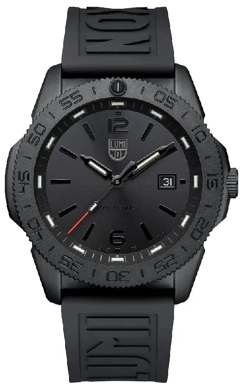 luxury watches with intricate designs and mechanical movements-Luminox Pacific Diver Ion Plated Steel Black Dial Black Rubber Strap Date Quartz Mens Watch XS.3121.BO.1