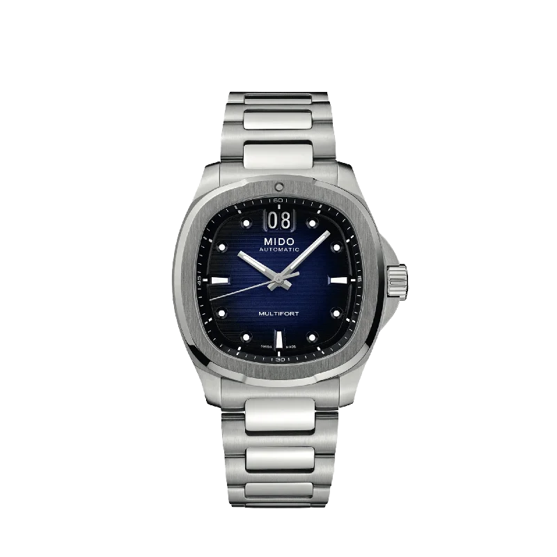 solar-powered watches for outdoor enthusiasts-MIDO Multifort TV Big Date - Gradient Blue Dial