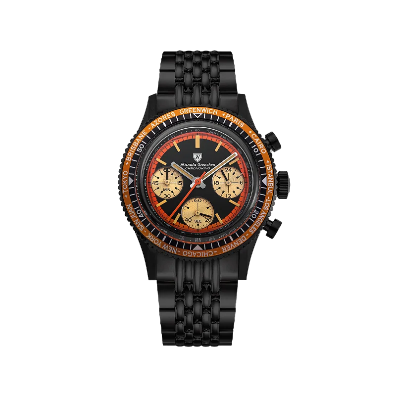 solar-powered watches for sustainable and eco-conscious fashion-Nivada Grenchen Chronoking Mecaquartz Black