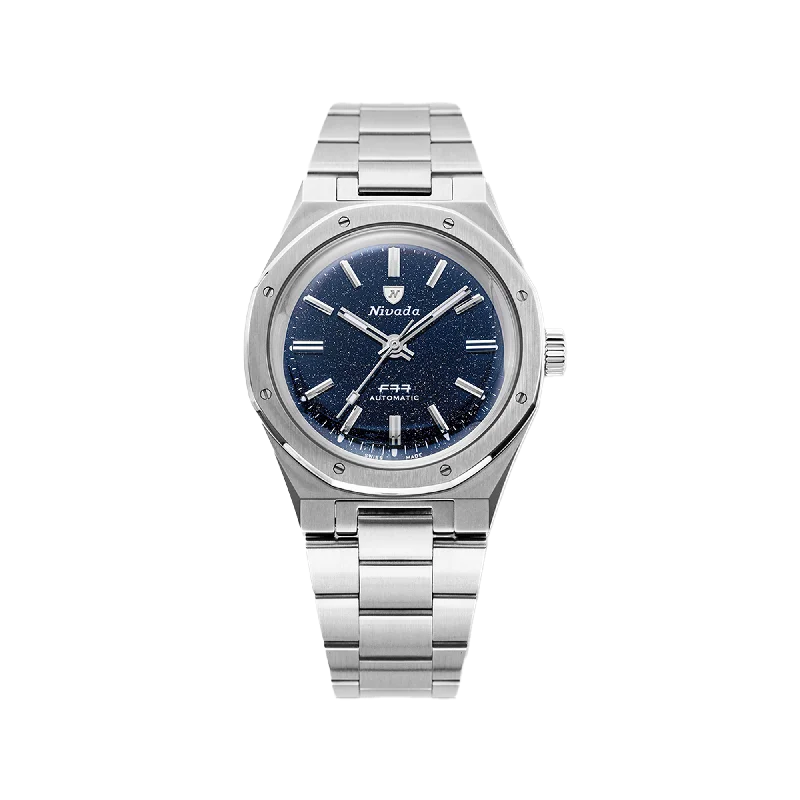 best watches for women with sophisticated design for business wear-Nivada Grenchen F77 Titanium Dark Blue Aventurine