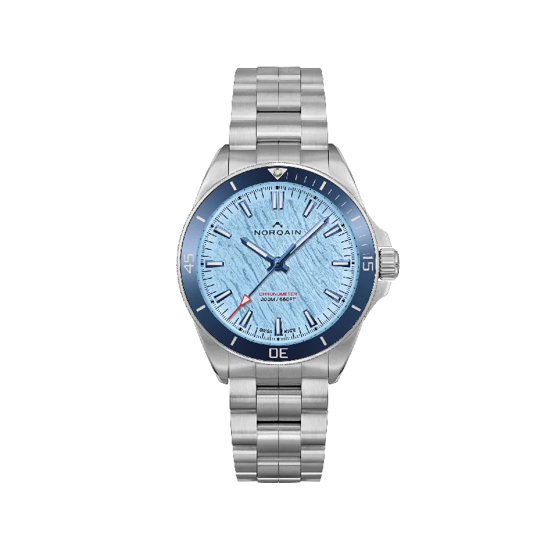 smartwatches with advanced health tracking and fitness features-NORQAIN Adventure Neverest Glacier Ice Blue 40mm - Stainless Steel Bracelet