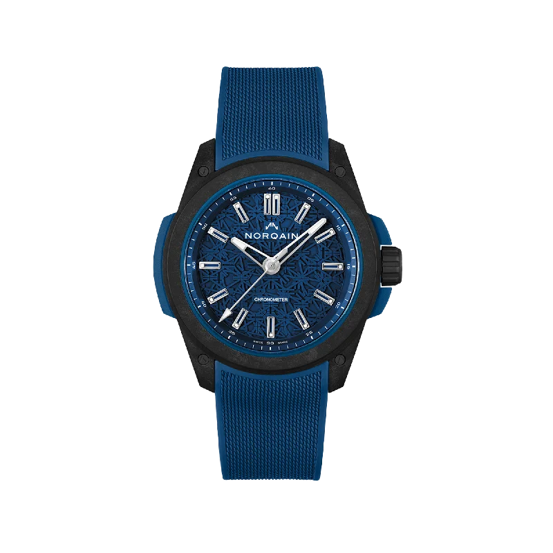 men’s fitness watches with advanced workout tracking and analytics-NORQAIN Wild ONE Blue & Black - Blue Mesh Rubber Strap