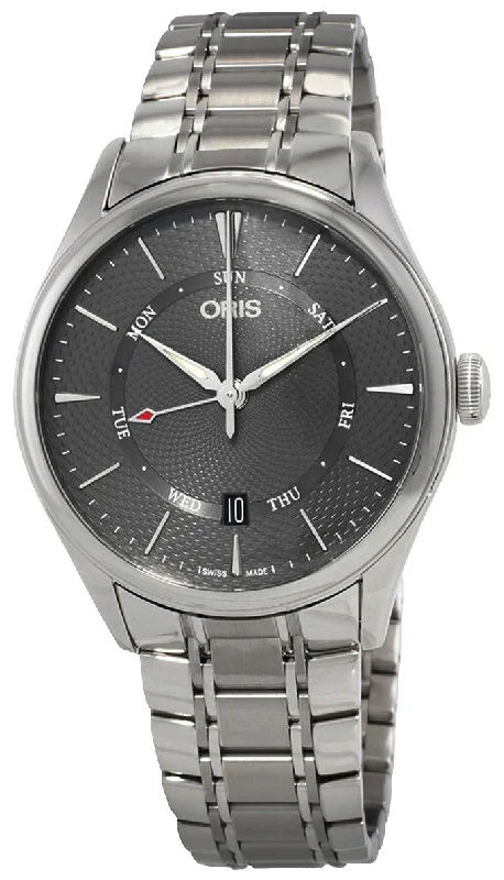 smartwatches for men with fitness and lifestyle applications-Oris Artelier Pointer Day Date Automatic Stainless Steel Gray Dial Mens Watch 755 7742 4053-07 8 21 88