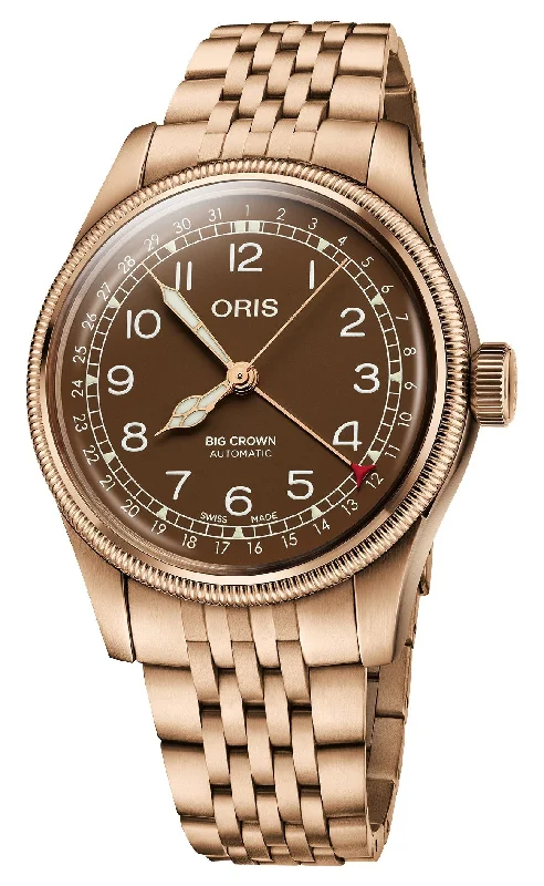 best watches for women with adjustable straps and versatile look-Oris Big Crown Pointer Date Automatic Bronze Brown Dial Mens Watch 754 7741 3166-07 8 20 01