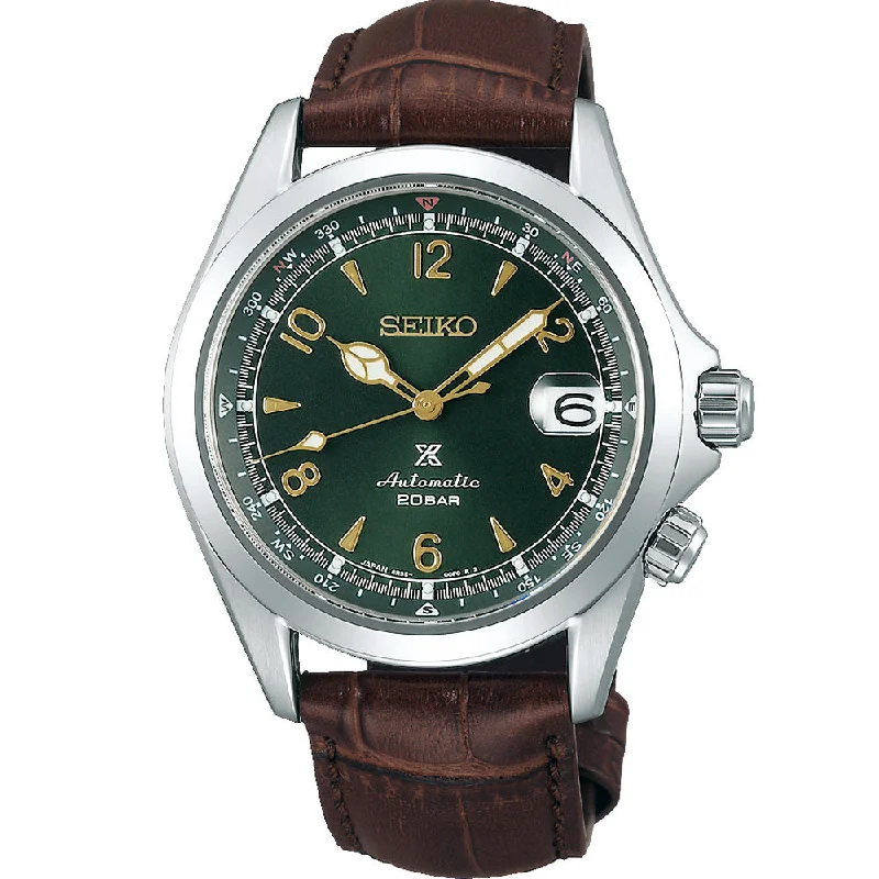 men’s luxury watches with polished steel and leather bands-Seiko Prospex Alpinist SPB121J Automatic