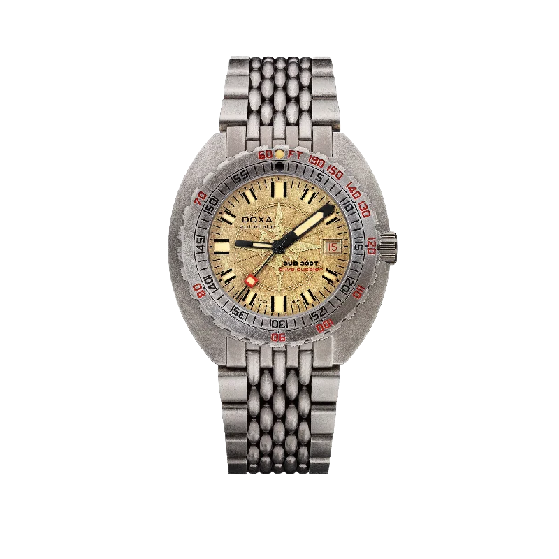 men’s watches with multi-layered dials and precision timing features-DOXA SUB 300T Clive Cussler