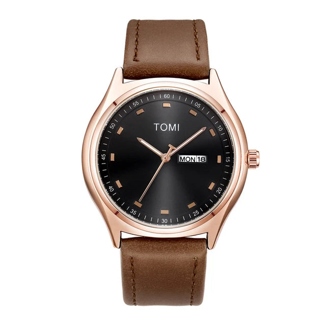 luxury women’s watches with diamond and gemstone detailing-TOMI T-030 Men's Watch Date Day Quartz Leather Straps