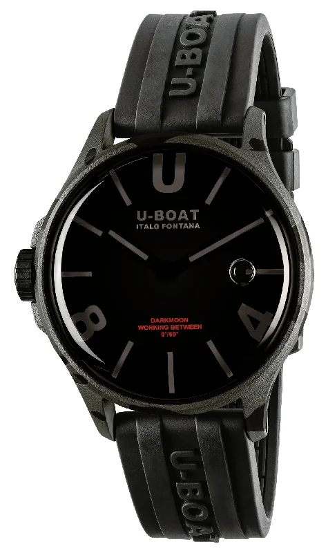 smartwatches with fitness and health tracking for active lifestyle-U-Boat Darkmoon Camouflage Black PVD Black Dial Black Rubber Strap Quartz Mens Watch 9552