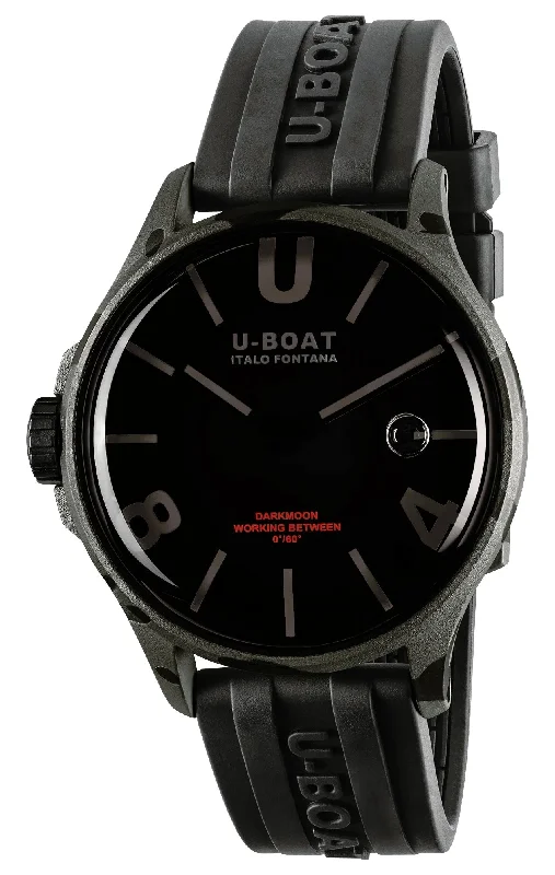 best women’s watches for daily wear with versatile design-U-Boat Darkmoon Camouflage Black PVD Black Dial Black Rubber Strap Quartz Mens Watch 9553